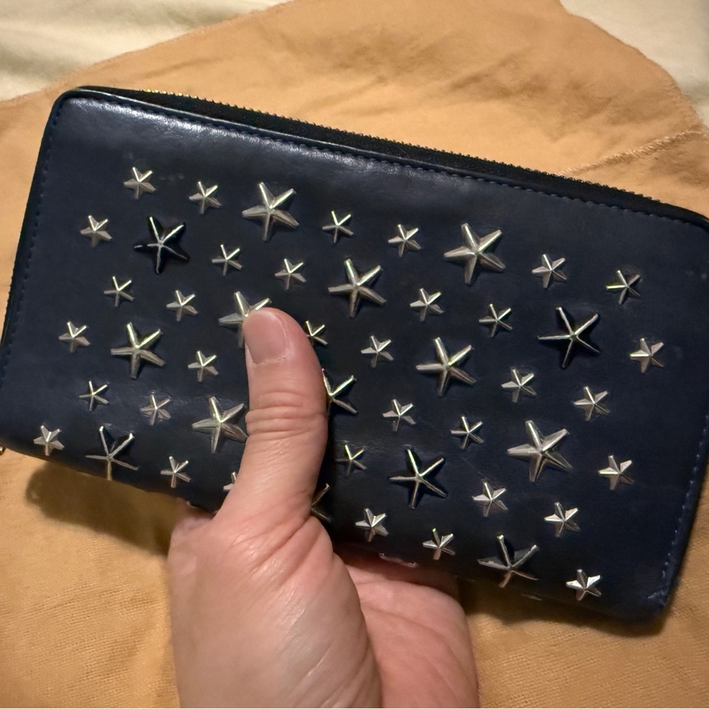 Jimmy Choo Black Star-Studded long wallet